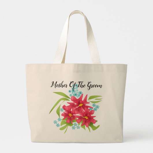 Naadloze zachte rode bloemen bloemmotief cartoon b grote tote bag (Achterkant)