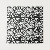 Naadloze  zwarte en witte florale pap wandkleed (Voorkant (horizontaal))