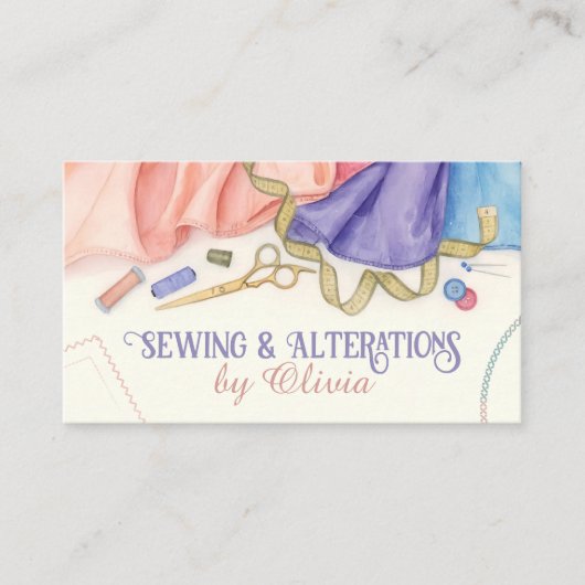 Naai- en verbouwingsdiensten - Waterverf Art Visitekaartje (Voorkant)