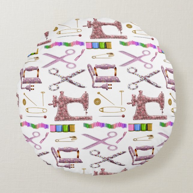 naaien Accessoires voor Seamstress Tailor Rond Kussen (Voorkant)
