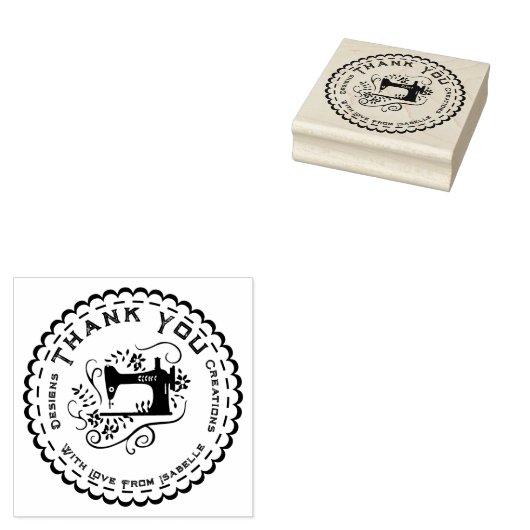 Naaien Dank u Schellap Rubber Stamp Rubberstempel (Gestempeld)