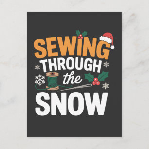 Naaien door de Sneeuw Grappige Kerstdeken Briefkaart