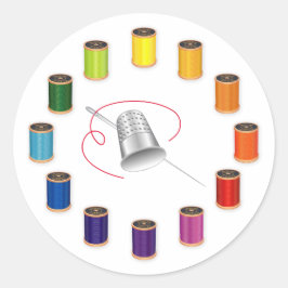 Naaien, duimels, naalden en draad ronde sticker