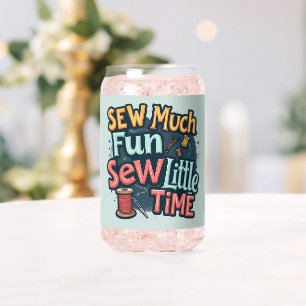 Naaien is leuk, weinig tijd Retro Steekkunst Blikvorm Glas