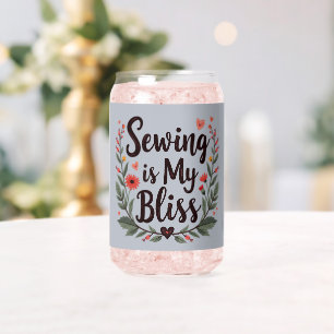 Naaien is mijn gelukzaligheid bloementypografie blikvorm glas