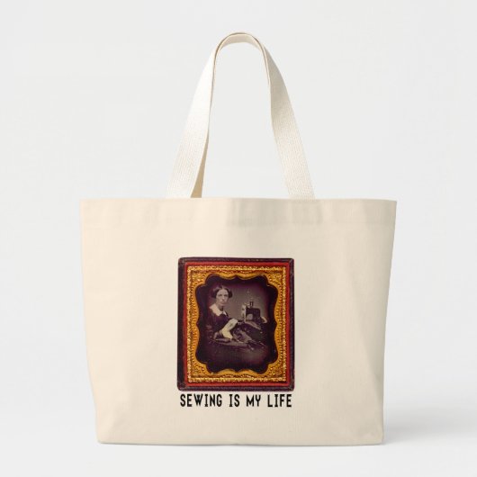 Naaien is mijn leven grote tote bag (Voorkant)