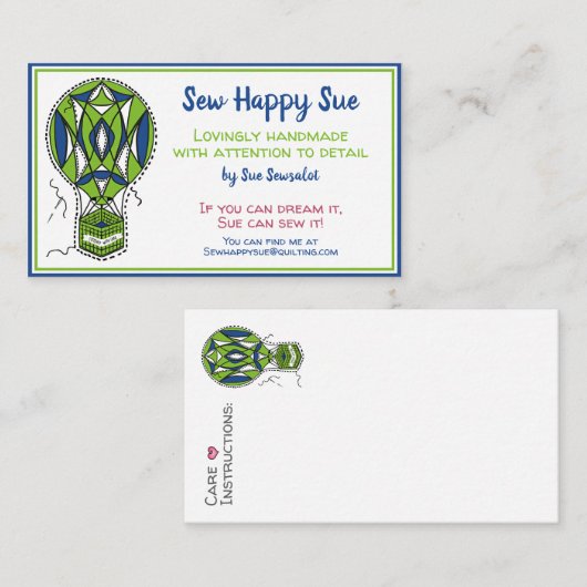 Naaien/kantelen Visitekaartje (Voorkant / Achterkant)