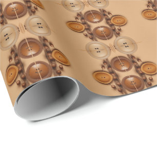 Naaien Koffie en bruine knoopmix Cadeaupapier