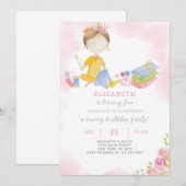 Naaien meisje verjaardag uitnodiging (Voorkant / Achterkant)