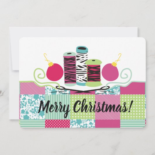 Naaien naald draad quilten kerstkaart (Voorkant)