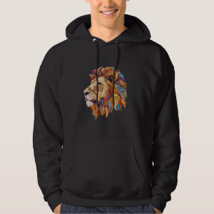 Naaien Print - Kleurrijke Leeuw Hoodie