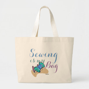 NAAIEN STIKDRAAD GRAFISCHE KUNST GROTE TOTE BAG