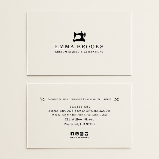 Naaien & Wijzigingen Visitekaartje, logo, SM icone Visitekaartje