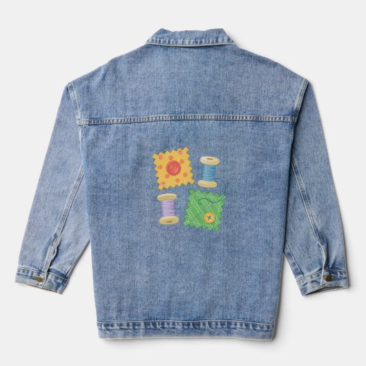 Naaiende drijfwerktuig hobby denim jacket (Achterkant)
