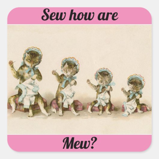  naaiende Kittens Vierkante Sticker (Voorkant)