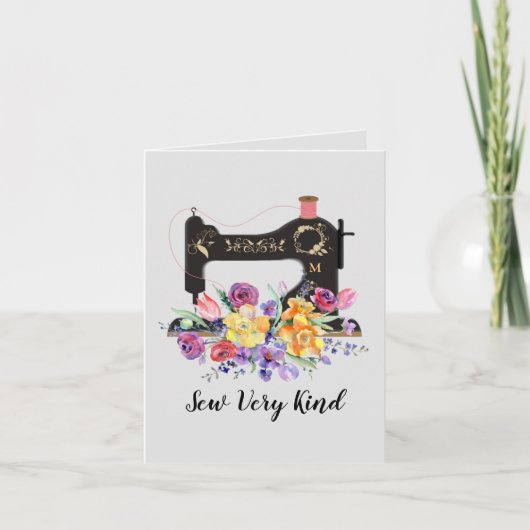  naaigmachine Monogram Dank u Notitiekaartje (Voorkant)