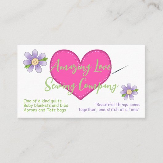 Naaigoed van de heek en de paarse bloemen visitekaartje (Voorkant)