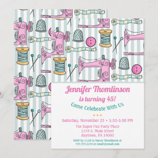 Naaigoedpartij Birthday Invitation Roze Kaart