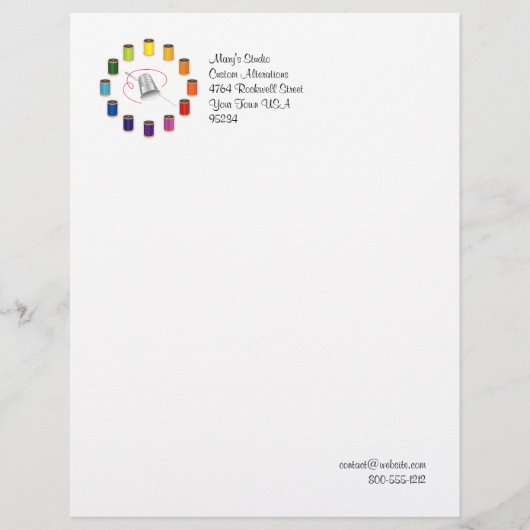 Naaigronden, naalden en draden briefhoofd (Voorkant)