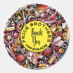 Naaigronkel met handgemaakte keuken ronde sticker