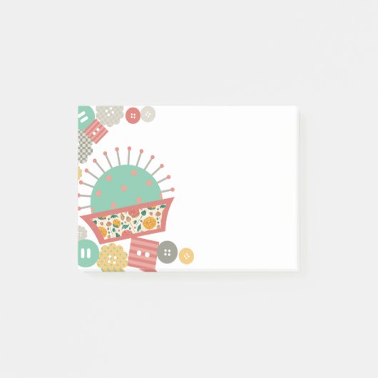 naaiknopen florale speldenkussen naaddruk post-it® notes (Voorkant)