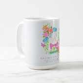 Naailint bloemenmonogram grijs koffiemok (Voorkant links)
