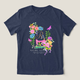 Naailint Bloemenmonogram Marine Tri-Blend Shirt