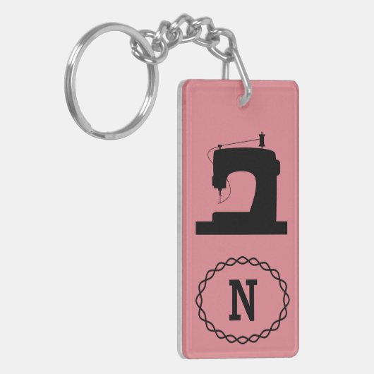 Naaimachine Aangepaste kleur/Tekstlicht Sleutelhanger (Voorkant Links)