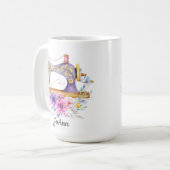  naaimachine bloemig koffiemok (Voorkant links)