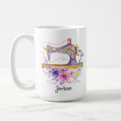 naaimachine bloemig koffiemok (Links)