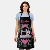  naaimachine & bloemmotief ontwerp schort (Gedragen)