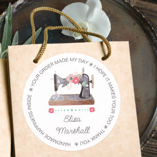 naaimachine Boho Floral Handmade Ronde Sticker