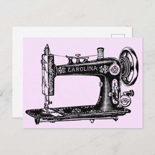 naaimachine Carolina in roze Briefkaart (Voorkant / Achterkant)