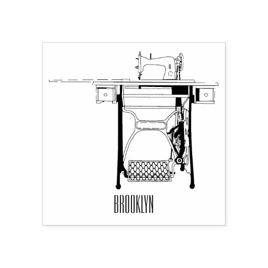 Naaimachine cartoonillustratie 	rubberstempel (Afrduk)