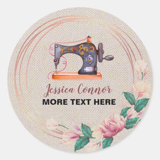 Naaimachine crème off-white Background Ronde Sticker (Voorkant)