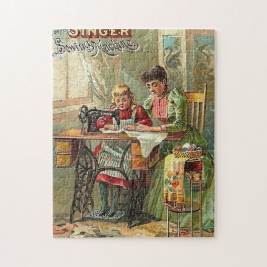 naaimachine "De eerste les" Vintage Legpuzzel (Verticaal)