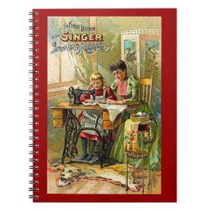 naaimachine "De eerste les" Vintage Notitieboek