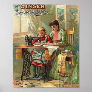 naaimachine "De eerste les" Vintage Poster