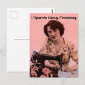 naaimachine die zware machines bedient briefkaart (Voorkant / Achterkant)