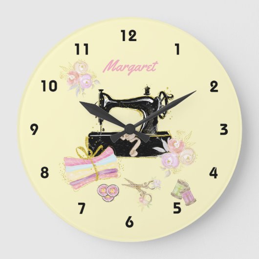 naaimachine en -verbinding grote klok (Voorkant)