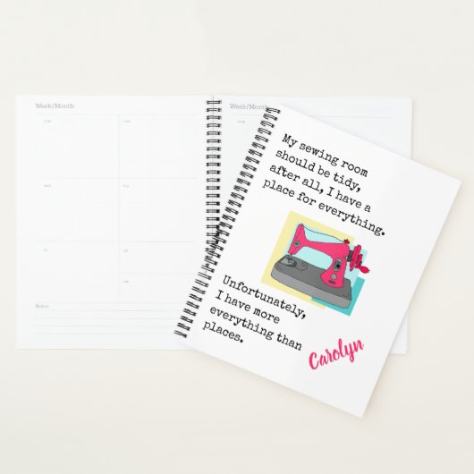 naaimachine, humor, jouw naam planner (Display)