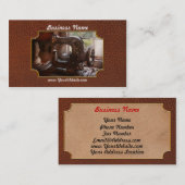 naaimachine - leder - zadelriem visitekaartje (Voorkant / Achterkant)