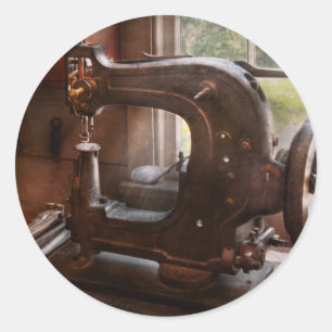 Naaimachine - Leer - Zadel Rioleringsbuis Ronde Sticker