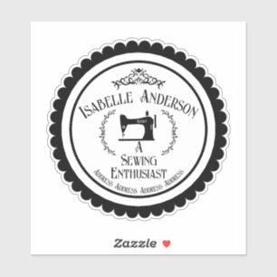 Naaimachine liefhebber zwart wit sticker