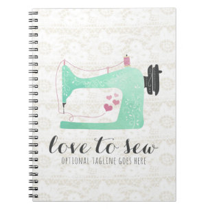 Naaimachine op Shabby Chic Kant & Jutezakkenstof Notitieboek