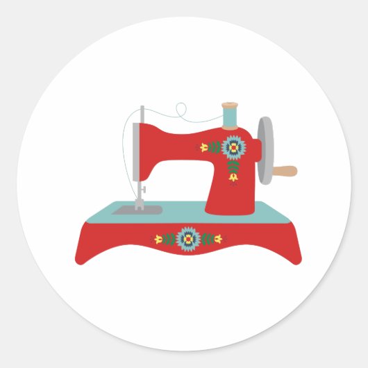  naaimachine ronde sticker (Voorkant)