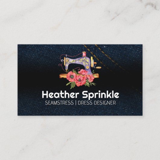  naaimachine | Rozen | Jean Fabric Visitekaartje (Voorkant)