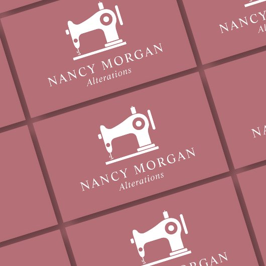 Naaimachine stoffig Roos Visitekaartje