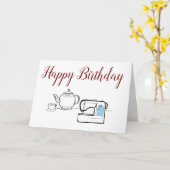 Naaimachine verjaardagskaart kaart (Gele Bloem)