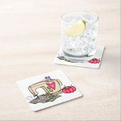 naaimachine vierkante kartonnen onderzetter (Insitu)